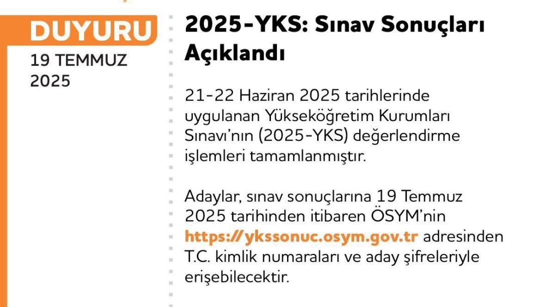 2025-YKS: Sınav Sonuçları Açıklandı